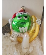 Kurt Adler Hand Blown Glass Polonaise Ornament Green M&amp;M  Santa Hat Moon... - $35.56 CAD
