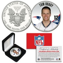 TOM BRADY QB #12 Patriots NFL 1oz PURE.999 SILVER AMERICAN EAGLE with De... - $84.11