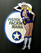 Pistol Packin Mama Nose Art Pin Up Large Embroidered Jacket Patch 9.5 Inches - $10.45