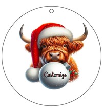 Highland Cow Personalized Round Christmas Ornament New - £6.31 GBP