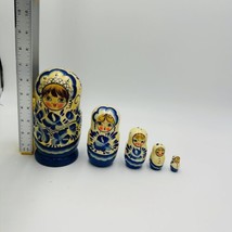 Matryoshka Nesting Dolls Ukrainian Wooden Hand Painted Vintage 5 Pieces 6&quot;H - £36.31 GBP