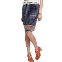 Anthropologie Sparrow Merino Wool Knit Skirt Size XS Blue Beige Polka Dot Office - £9.46 GBP