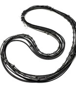 Handmade 8 Strand Spring Infinity Necklace, Black and Silver, 36&quot; New - $27.55