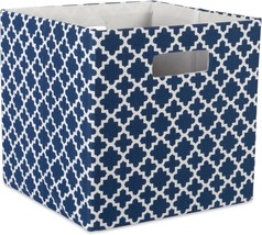 Dii Hard Sided Collapsible Fabric Storage Container, Lattice Nautical Blue, - $29.99