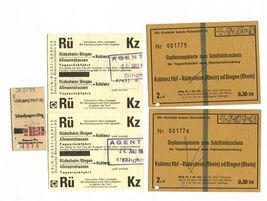 5 used Bingen Koblenz Asmannshausen Boat Tickets 1965 - $14.85