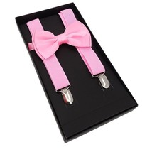 Men AB Elastic Band Light Pink Suspender With Maching Polyester Bowtie - €4,14 EUR