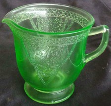 Beautiful Green Federal Pressed Glass Cream Pitcher – DEPRESSION GLASS –... - £31.37 GBP