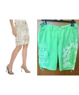 $188 ~ DA-NANG Washable EMBROIDERED GREEN surplus Silk Shorts w/pocket-S - £51.85 GBP