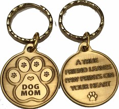 Dog Mom Keychain Pawprint Heart Design A True Friend Leaves Pawprints Ke... - $5.99