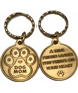 Dog Mom Keychain Pawprint Heart Design A True Friend Leaves Pawprints Ke... - £4.78 GBP