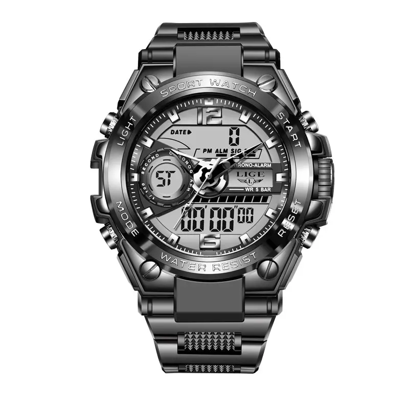 Men Military Watch Digital 50m Waterproof Wristwatch LED Quartz Clock Sp... - £46.22 GBP