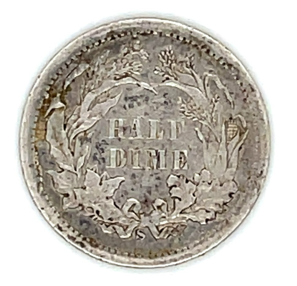 1873-S Seated Liberty Half Dime H10C Very Fine VF Condition, Lightly Toned Item image 2
