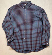 L.L. Bean Long Sleeve Button Down Shirt Maroon Blue Check 505642 Men&#39;s M... - $14.69