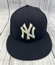 Vintage New York Yankees New Era Snapback Hat Carpet Logo Blue READ - $32.58