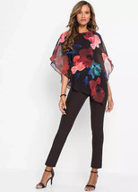BON PRIX Floral Overlay Black Jumpsuit UK 22 Plus (FM50-14) - $51.75