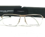 Porsche Design Eyeglasses Frames P8317 B Black Gold Square Half Rim 56-1... - $83.93