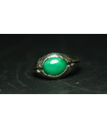 Rare GREEN DRAGON Antique Malachite Silver Ring, haunted by izida, no Djinn  - $333.00