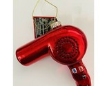 Krebs Red Hairdryer Blow Dryer Christmas Glass Ornament  4 Inch NWT - £13.32 GBP