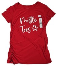 Maternity Shirt Medium M 8-10 Red Mistle Toes Christmas - £7.71 GBP