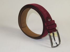 Mens Burgundy Genuine Suede Soft Leather Belt PIERO ROSSI Turkey # Burgundy-C image 4