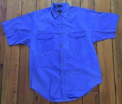 Vtg 90s Eddie Bauer Purple Rufton Twill Mens Cotton Casual Button Shirt ... - $36.99