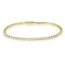 3W1689 - Gold Brass Bracelet with AAA Grade CZ in Clear - $29.05