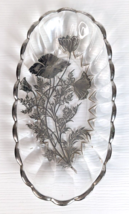 Vintage Glass Silver Inlaid Floral small Serving Dish  11&quot; x 6&quot; - £15.73 GBP