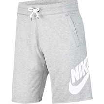 Nike Mens Aw77 French Fleece Terry Alumni Shorts Grey/White Medium AT5267-063 - £46.91 GBP