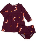 Wonder Nation Baby Girls Knit Play Dress W Diaper Cover 24 Months Fox Print - €10,52 EUR
