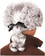Child Gray 18th Century Peruke Wig Colonial Man Historical President Mr Fezziwig - £12.55 GBP