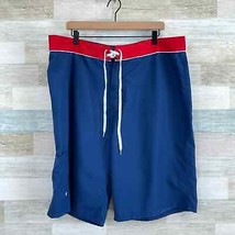 Old Navy Board Shorts Blue Red White 10&quot; Inseam Pocket Swimwear Mens 42 - £15.82 GBP