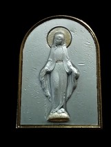 Old Antique 3x2 in Standing our Lady of Lourdes Plaque engraved/silver/gold - £98.90 GBP