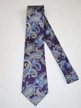 Men's 100% Silk Necktie By Bruno Piattelli Paisley Floral Fancy BP3 Plum Blue image 2