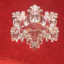 snowflake clear glass tea candle holders 4.5&quot; across, 1&quot; tall (ebay-Christms) - £3.96 GBP