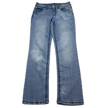 Code Bleu Pants Womens 6 Blue Mid Rise Slim Straight Cut Faded Jeans Bottoms - £19.23 GBP