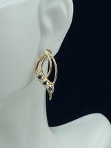 14K yellow gold 0.48ct Round Blue Sapphire Diamond post earrings 3.5gm JR7901 - £161.58 GBP