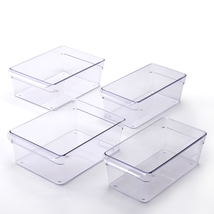 Clear Plastic Fridge Organization Bin 4-Pack Set, Various Sizes - $716.05 MXN