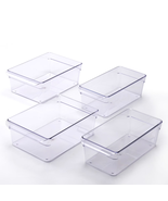 Clear Plastic Fridge Organization Bin 4-Pack Set, Various Sizes - $716.05 MXN