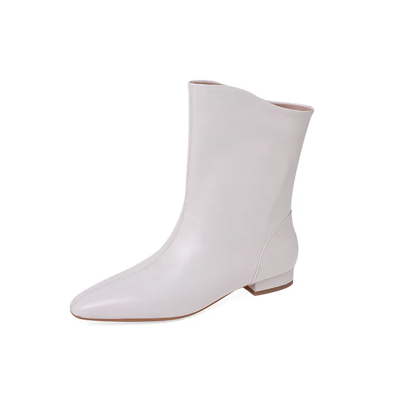 2024  Women Autumn  Boots Ankle Boots Thick Heel Round Toe Women Leather Shoes B - £242.75 GBP