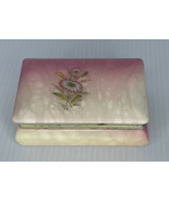 Vintage Pink and White Alabaster Trinket/Jewelry Box Floral Print Made i... - £11.57 GBP