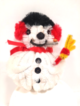Vintage Craft Christmas Snowman Ornament Chenille Handmade 4.5” Magnet b... - $7.70