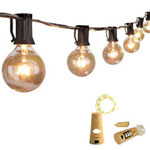 50Ft Globe String Lights w/ 50 Clear Bulbs, String Lights (25ft + 25ft) - £30.14 GBP