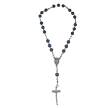 Vintage Pocket Wrist Rosary Catholic Beaded Black Beads Automotive Hanging  - £5.66 GBP
