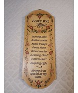 I Love You Mom! Inspiring Poem Mother's Day Wood Wall Hanging Raised Flowers 12" - £6.70 GBP
