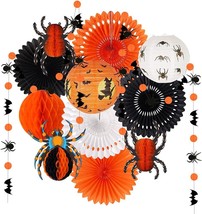 Halloween Party Decorations Hanging Spider Bat Lantern Paper Spiders Honeycomb f - £34.29 GBP