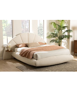 Burris Modern Cream Boucle Fabric Queen Floating Bed with Built-In Shelves - $23,792.17 MXN