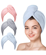 Hicober Microfiber Hair Towel, 3 Packs Hair Turbans for Wet Hair - $258.44 MXN