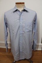 Brooks Brothers 16 4/5 Blue Pinstripe Slim Fit No Iron Long Sleeve Dress... - £18.37 GBP