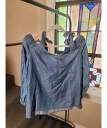 Michael Michael Kors Denim Blue Chambray Tie-Strap Cold-Shoulder Top Med... - $22.97 CAD