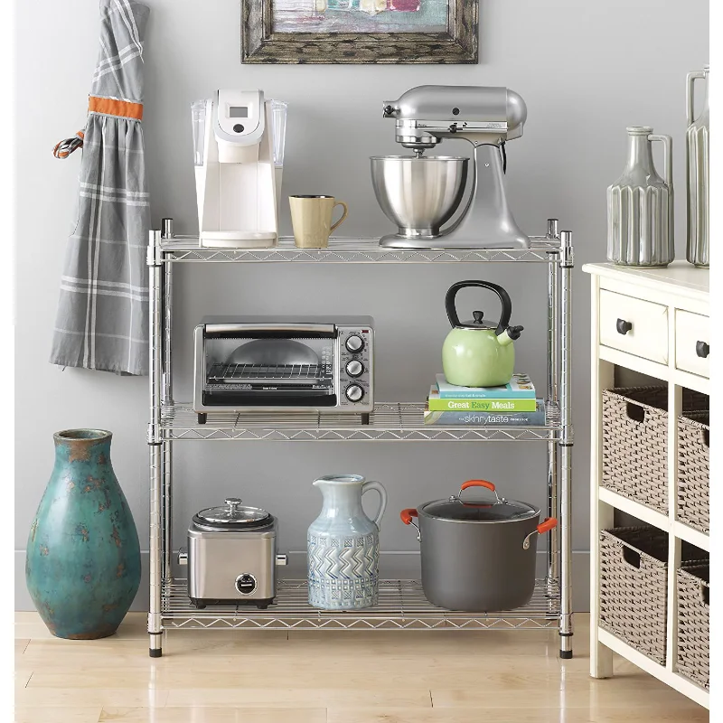 Whitmor Adjustable 36&quot;W X 14&quot;D X 36&quot;H 3-Shelf Freestanding Shelves, Chrome  Gara - £120.51 GBP